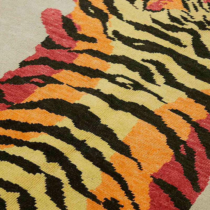 Alfombra Nueva de Nudo a Mano con Diseño de Tigre - 168 cm x 230 cm - K0079208