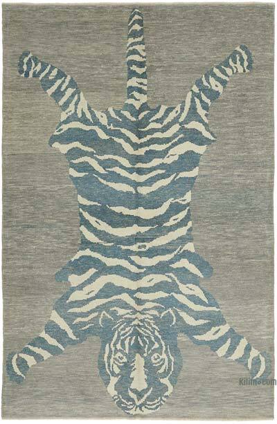 New Hand-Knotted Tiger Rug - 6' 11" x 10' 6" (83" x 126")