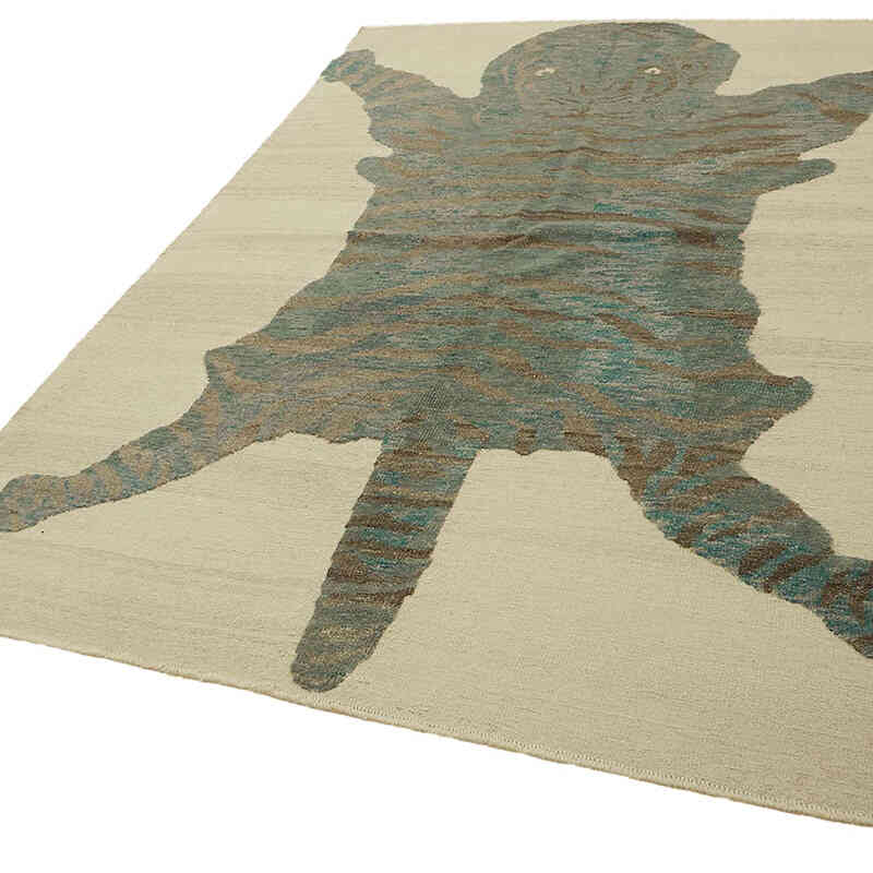 New Hand-Knotted Tiger Rug - 6' 7" x 8' 11" (79" x 107") - K0079214