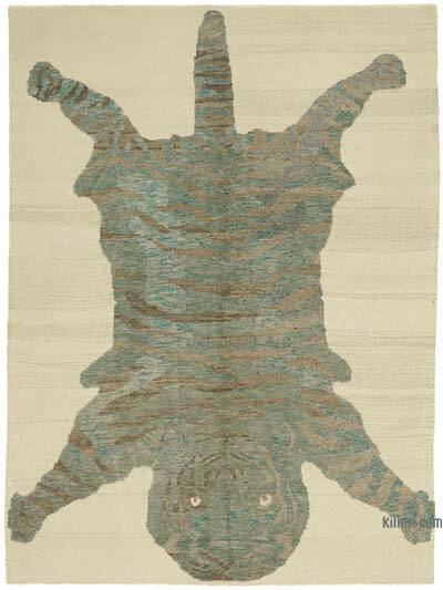 Alfombra Nueva de Nudo a Mano con Diseño de Tigre - 200 cm x 272 cm
