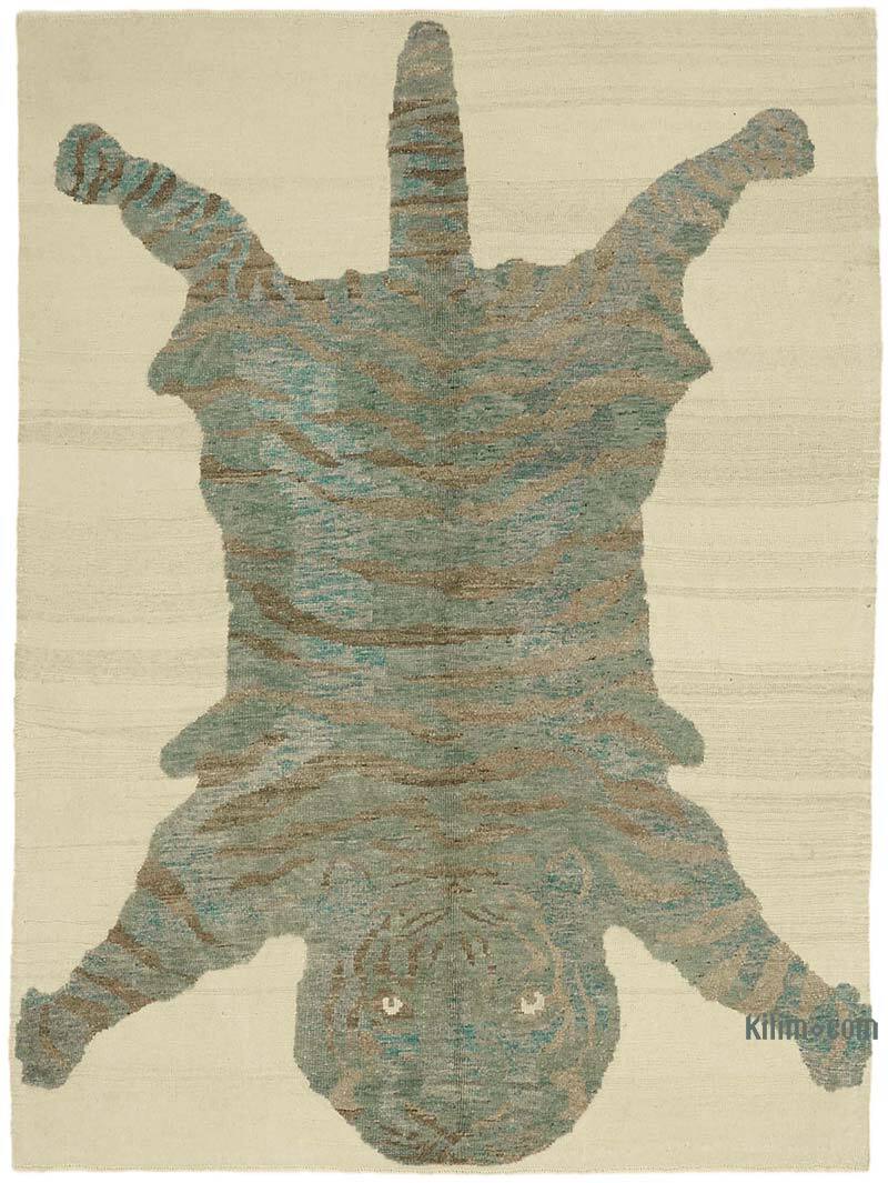New Hand-Knotted Tiger Rug - 6' 7" x 8' 11" (79" x 107") - K0079214