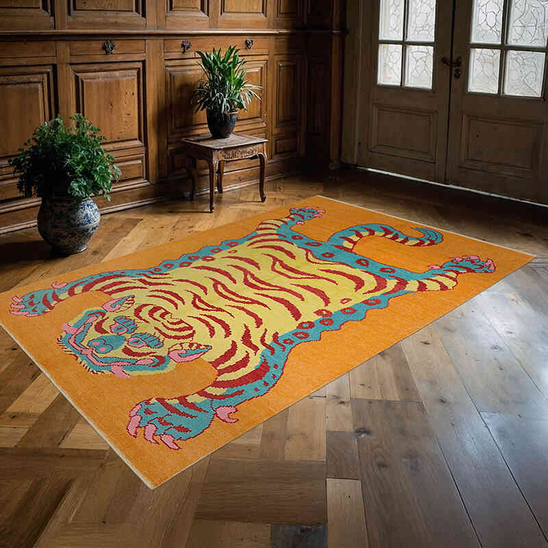 New Hand-Knotted Tiger Rug - 5' 1" x 8' 1" (61" x 97") - K0079215
