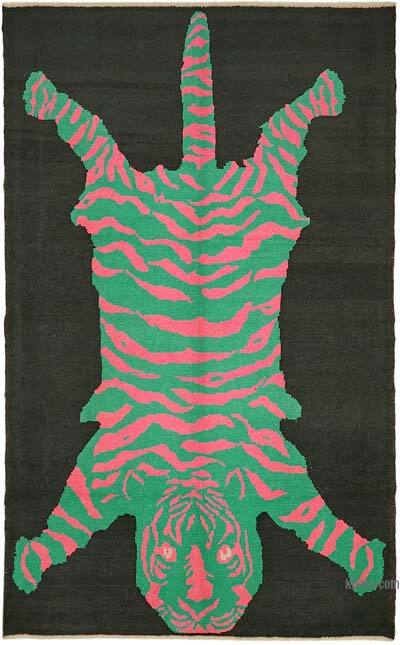 Alfombra Nueva de Nudo a Mano con Diseño de Tigre - 203 cm x 330 cm