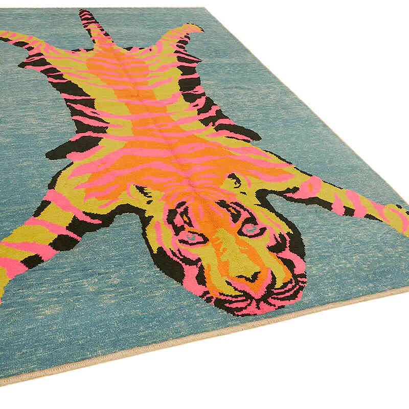 New Hand-Knotted Tiger Rug - 7' 1" x 11' 2" (85" x 134") - K0079218