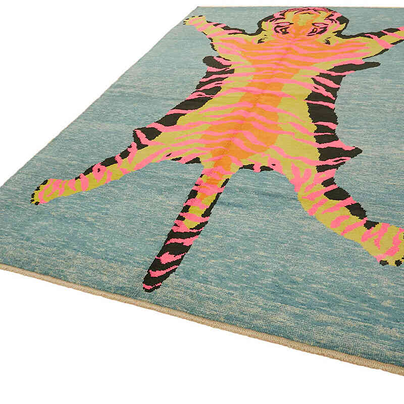 New Hand-Knotted Tiger Rug - 7' 1" x 11' 2" (85" x 134") - K0079218