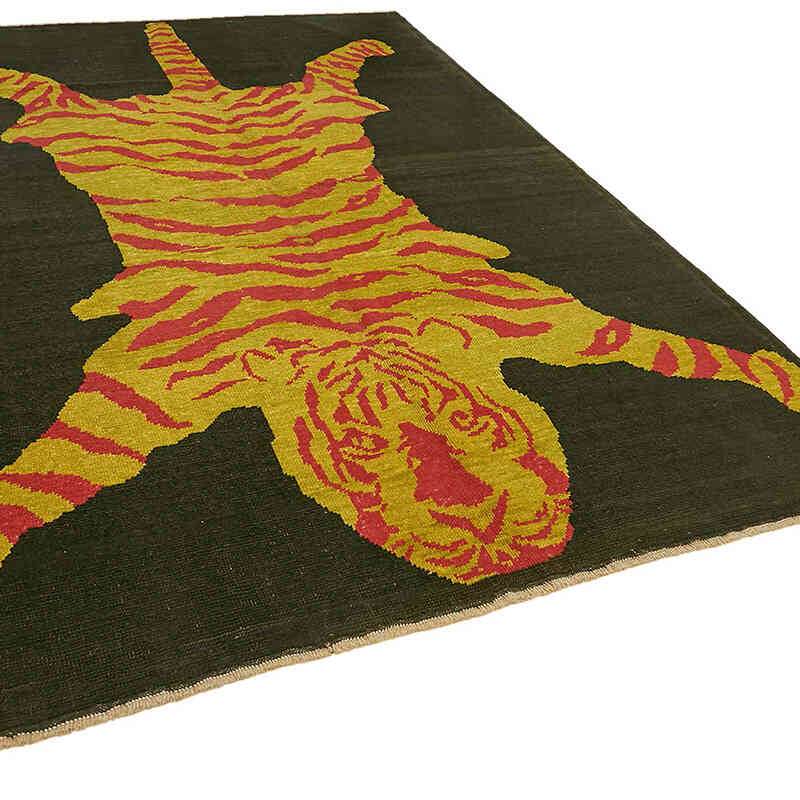 New Hand-Knotted Tiger Rug - 7' 4" x 10' 8" (88" x 128") - K0079219