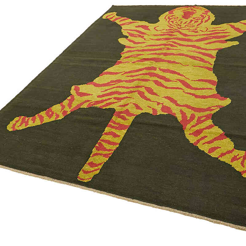 New Hand-Knotted Tiger Rug - 7' 4" x 10' 8" (88" x 128") - K0079219