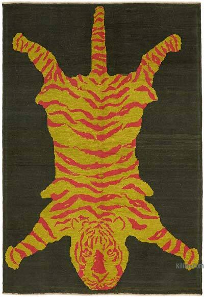 Alfombra Nueva de Nudo a Mano con Diseño de Tigre - 223 cm x 324 cm