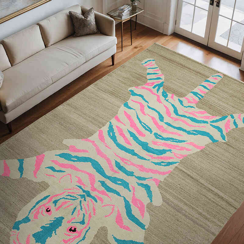 New Hand-Knotted Tiger Rug - 8' 5" x 11' 5" (101" x 137") - K0079221