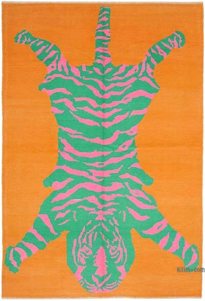 Alfombra Nueva de Nudo a Mano con Diseño de Tigre - 223 cm x 328 cm