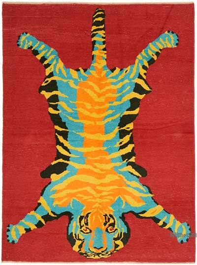 Alfombra Nueva de Nudo a Mano con Diseño de Tigre - 228 cm x 305 cm