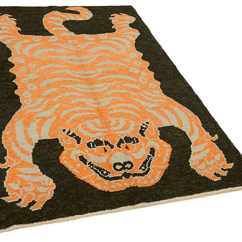 New Hand-Knotted Tiger Rug - 4' 3" x 6' 10" (51" x 82") - K0079227