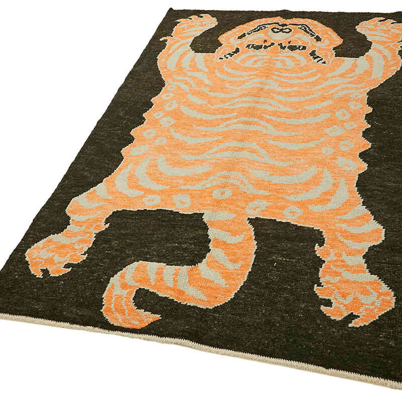 New Hand-Knotted Tiger Rug - 4' 3" x 6' 10" (51" x 82") - K0079227