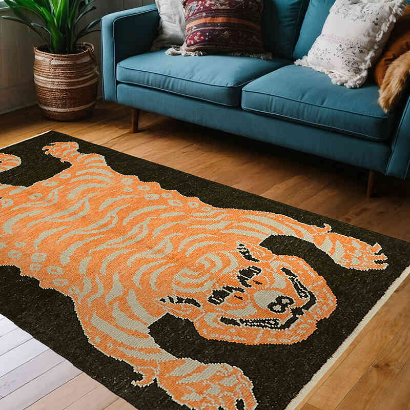 New Hand-Knotted Tiger Rug - 4' 3" x 6' 10" (51" x 82") - K0079227