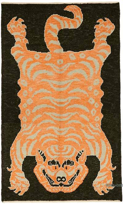New Hand-Knotted Tiger Rug - 4' 3" x 6' 10" (51" x 82")