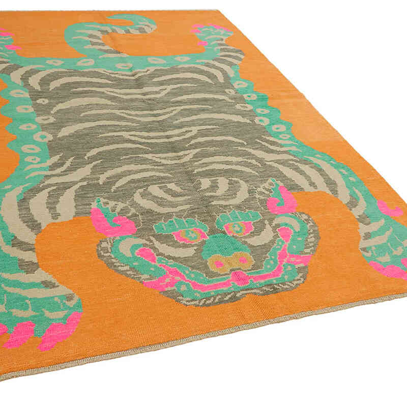 New Hand-Knotted Tiger Rug - 6' 11" x 10' 6" (83" x 126") - K0079228