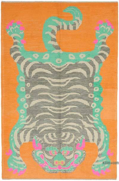 Alfombra Nueva de Nudo a Mano con Diseño de Tigre - 210 cm x 320 cm