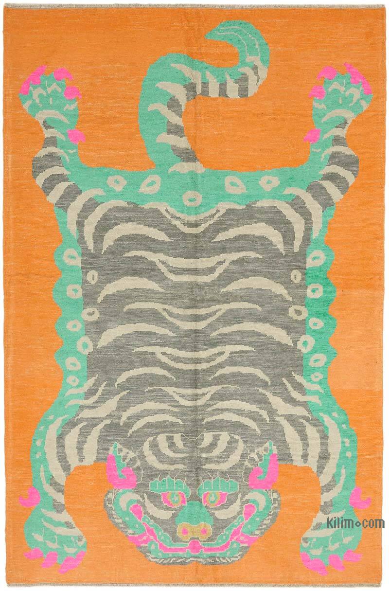 New Hand-Knotted Tiger Rug - 6' 11" x 10' 6" (83" x 126") - K0079228