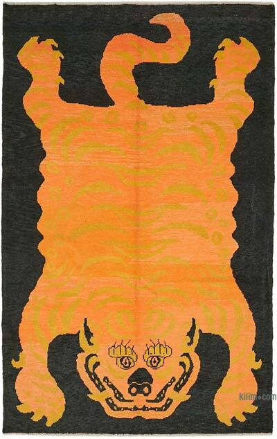 Alfombra Nueva de Nudo a Mano con Diseño de Tigre - 211 cm x 335 cm
