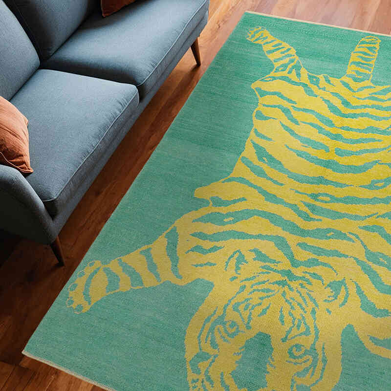 New Hand-Knotted Tiger Rug - 6' 2" x 8' 5" (74" x 101") - K0079233