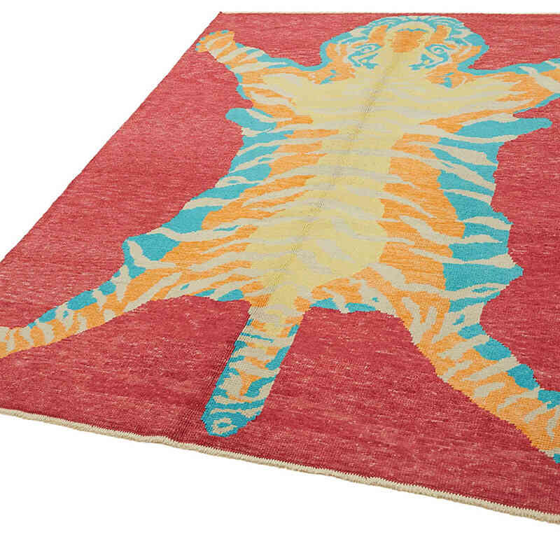 New Hand-Knotted Tiger Rug - 6' 4" x 7' 10" (76" x 94") - K0079236