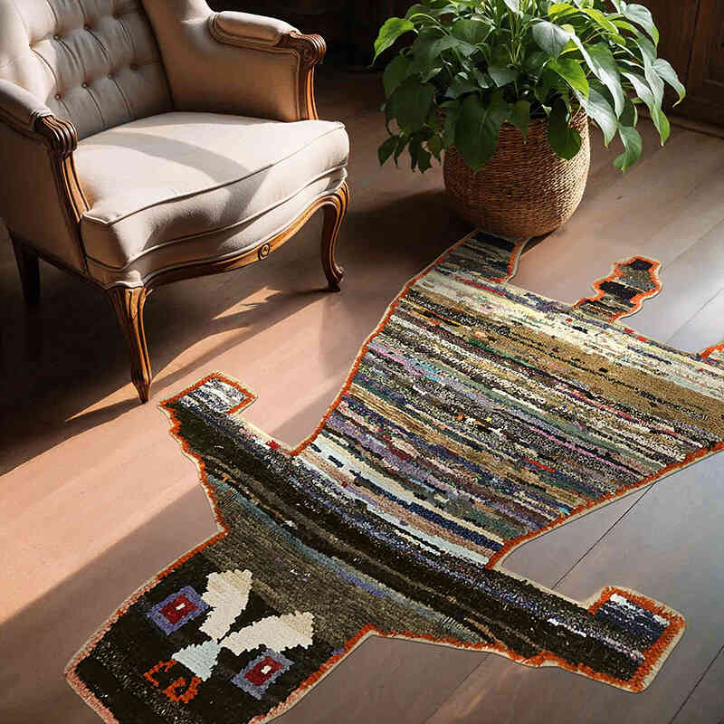 Alfombra Nueva de Nudo a Mano con Diseño de Tigre - 145 cm x 183 cm - K0079247