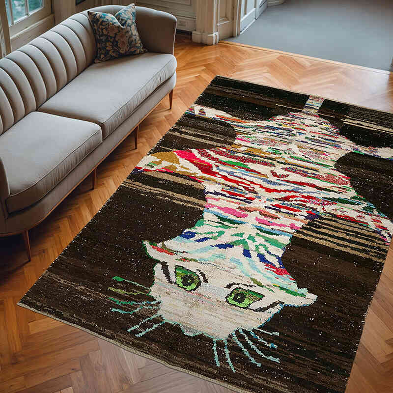 New Hand-Knotted Tiger Rug - 6' 11" x 10' 1" (83" x 121") - K0079249