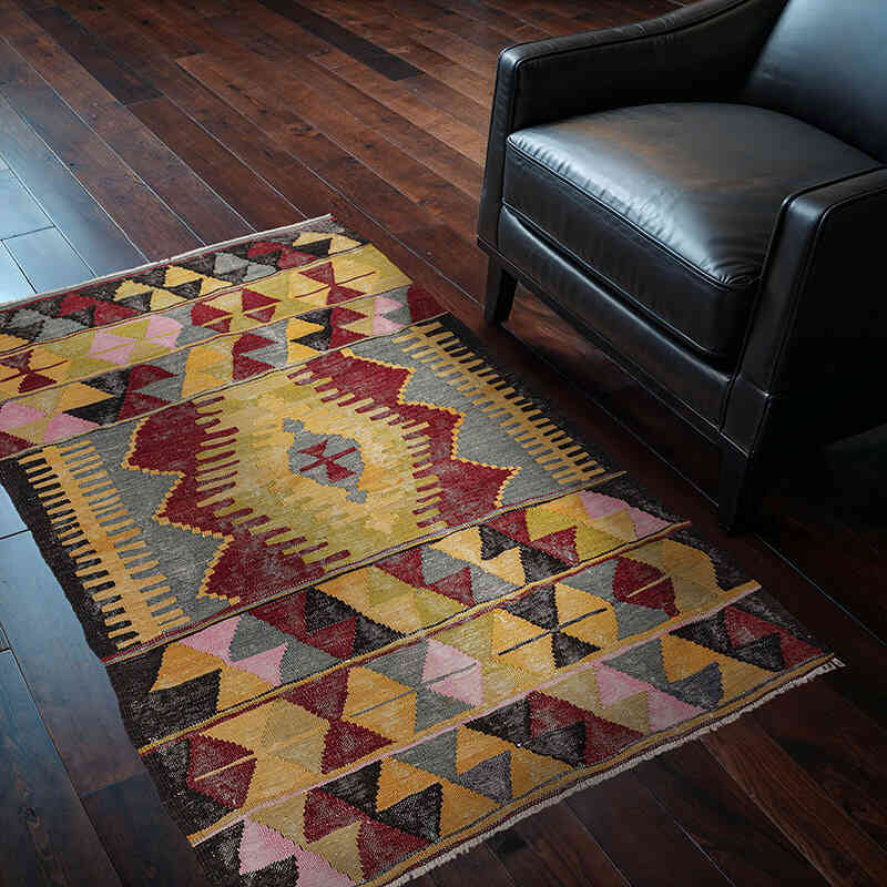 Vintage Cal Kilim Rug - 3' 1" x 4' 10" (37" x 58") - K0079272
