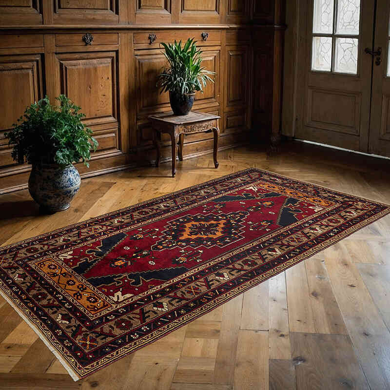 Vintage Turkish Hand-Knotted Rug - 4' 3" x 8' 2" (51" x 98") - K0079426