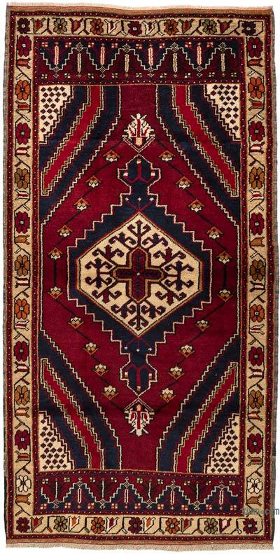 Alfombra Vintage Turca Anudada a Mano - 100 cm x 193 cm
