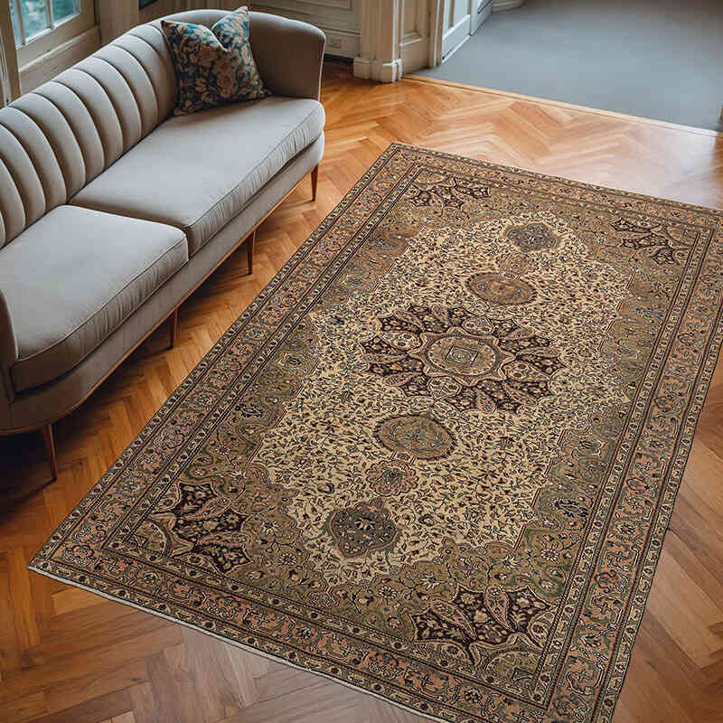 Alfombra Vintage Turca Anudada a Mano - 192 cm x 290 cm - K0079433