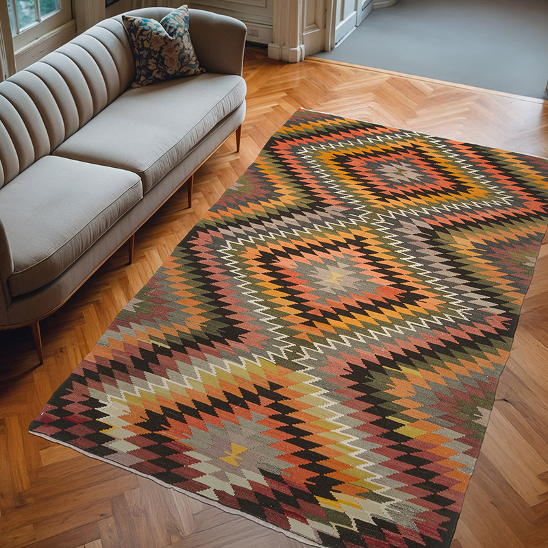 Vintage Konya Kilim Rug - 6'  x 9' 7" (72" x 115") - K0079444
