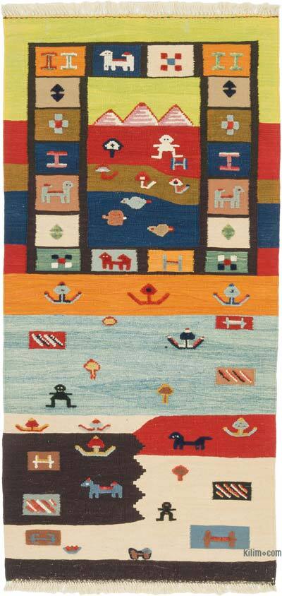 New Handwoven Turkish Kilim Rug - 3' 3" x 6' 8" (39" x 80")