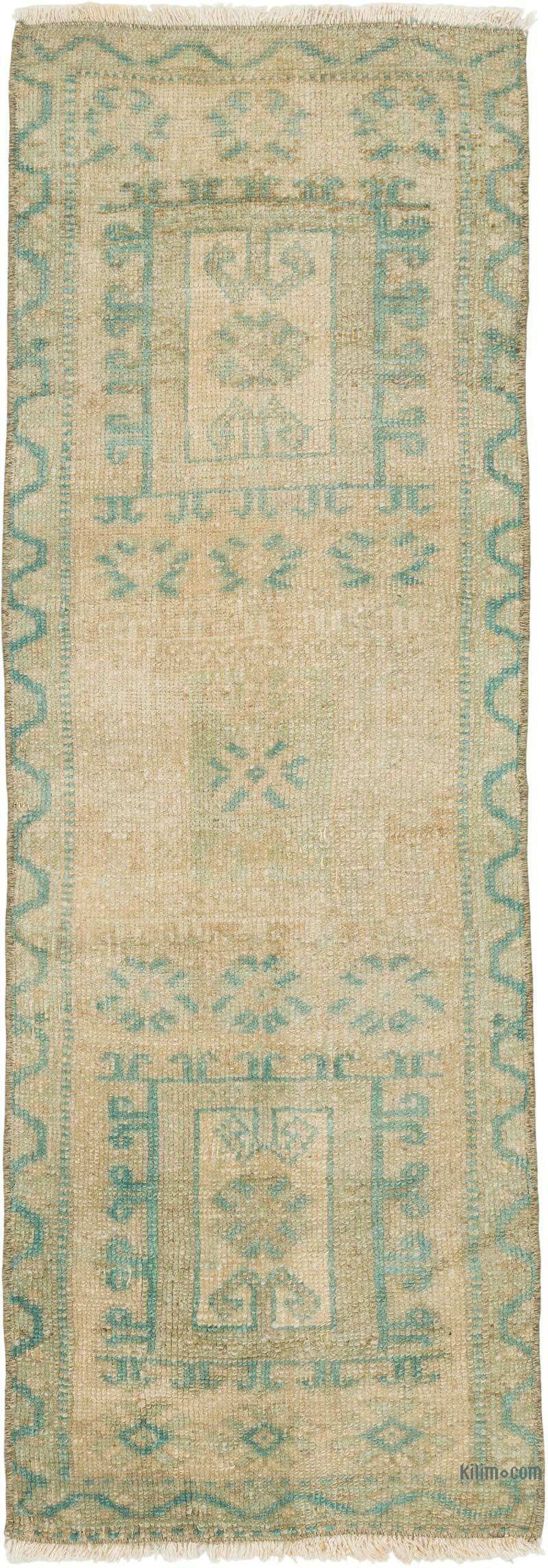 Alfombra Vintage Turca Anudada a Mano - 41 cm x 120 cm - K0079498