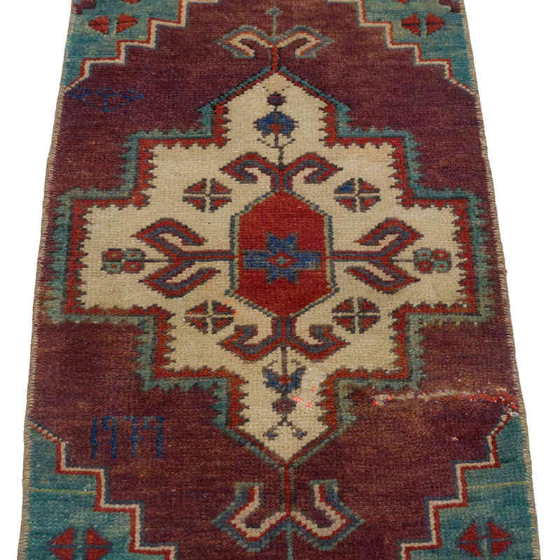 Alfombra Vintage Turca Anudada a Mano - 36 cm x 103 cm - K0079534