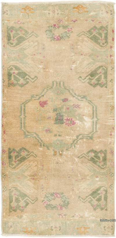 Alfombra Vintage Turca Anudada a Mano - 52 cm x 107 cm