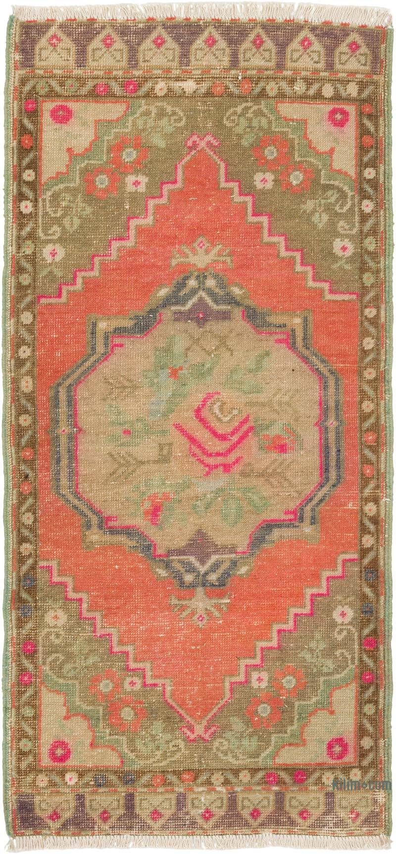 Alfombra Vintage Turca Anudada a Mano - 56 cm x 118 cm - K0079565