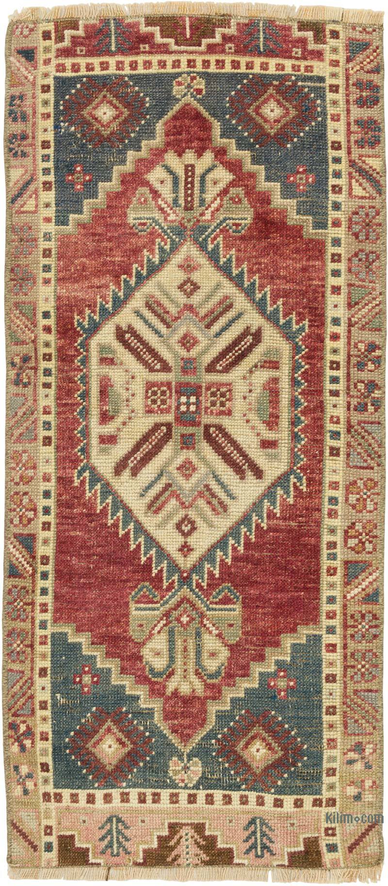 El Dokuma Vintage Halı - 48 cm x 108 cm - K0079619