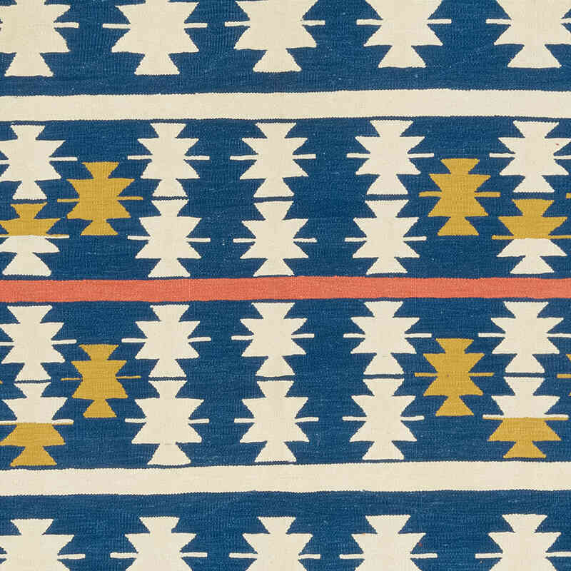 Blue New Handwoven Turkish Kilim Rug - 6' 8" x 10' 2" (80" x 122") - K0080081