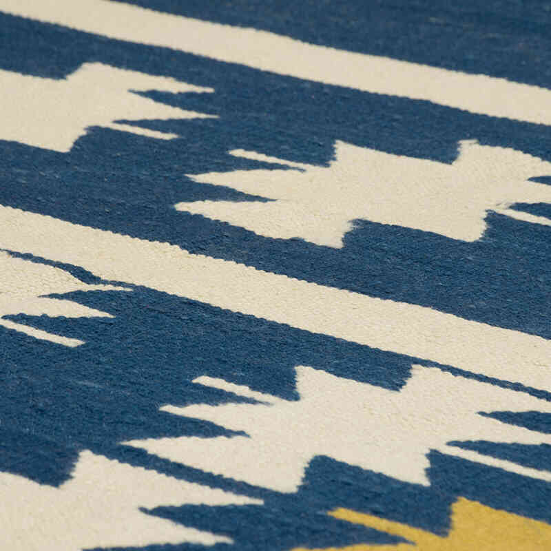 Blue New Handwoven Turkish Kilim Rug - 6' 8" x 10' 2" (80" x 122") - K0080081