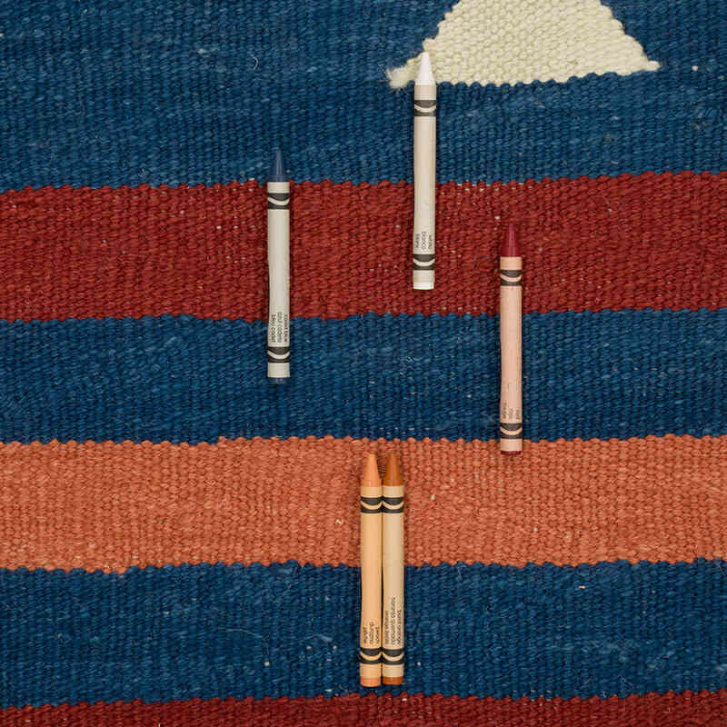 Blue New Handwoven Turkish Kilim Rug - 6' 8" x 10' 2" (80" x 122") - K0080081