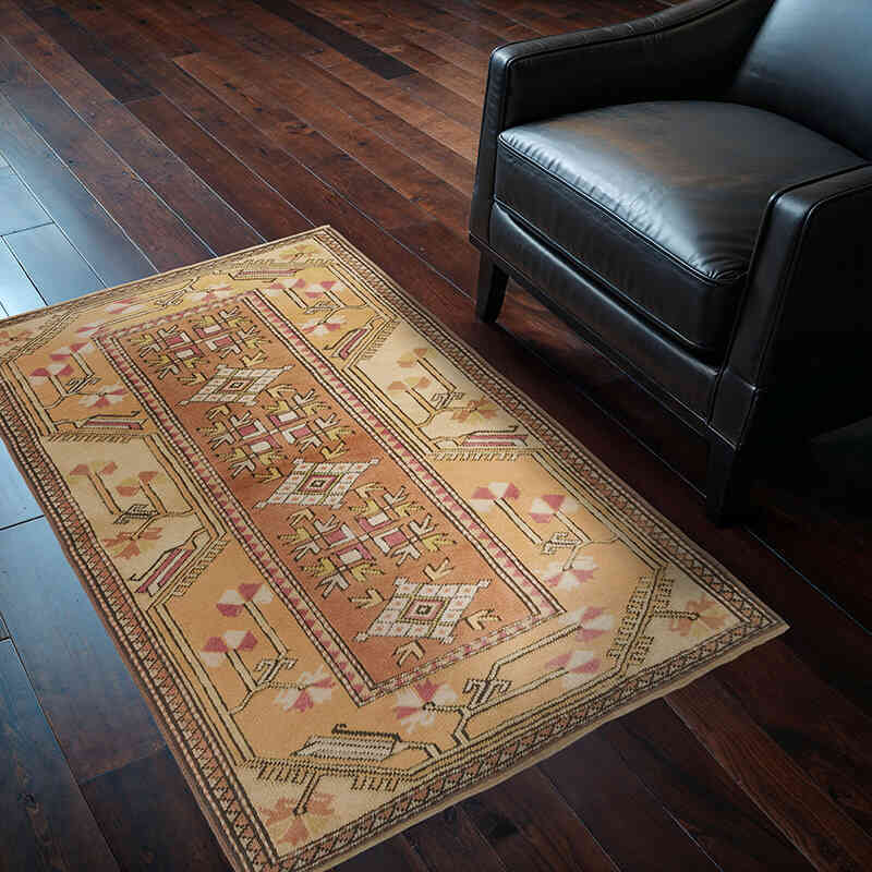 Alfombra Vintage Turca Anudada a Mano - 94 cm x 140 cm - K0080099
