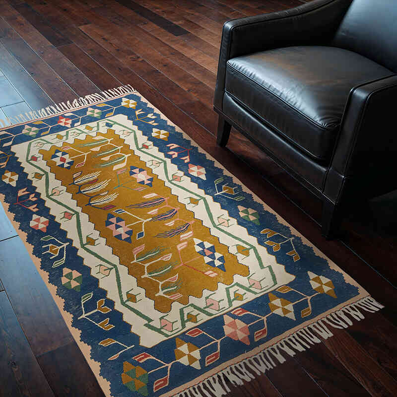 New Handwoven Turkish Kilim Rug - 3' 8" x 5' 6" (44" x 66") - K0080102