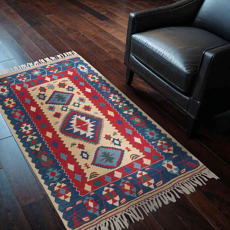 New Handwoven Turkish Kilim Rug - 3' 7" x 5' 4" (43" x 64") - K0080109