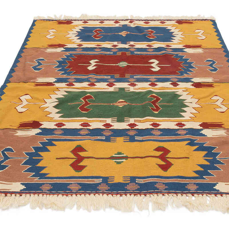 New Handwoven Turkish Kilim Rug - 3' 8" x 5' 5" (44" x 65") - K0080112