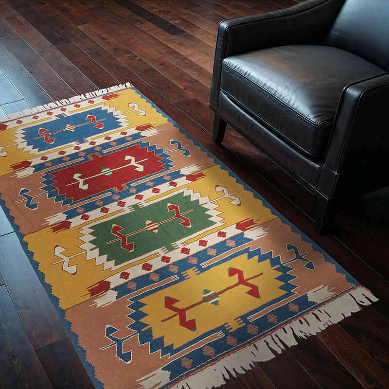 New Handwoven Turkish Kilim Rug - 3' 8" x 5' 5" (44" x 65") - K0080112