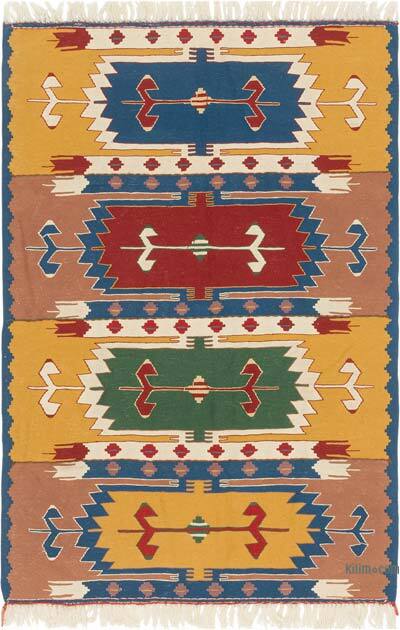 New Handwoven Turkish Kilim Rug - 3' 8" x 5' 5" (44" x 65")
