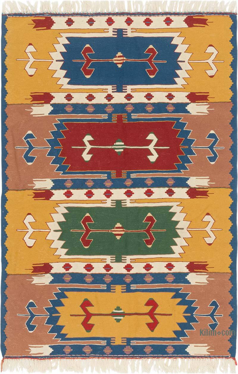 New Handwoven Turkish Kilim Rug - 3' 8" x 5' 5" (44" x 65") - K0080112
