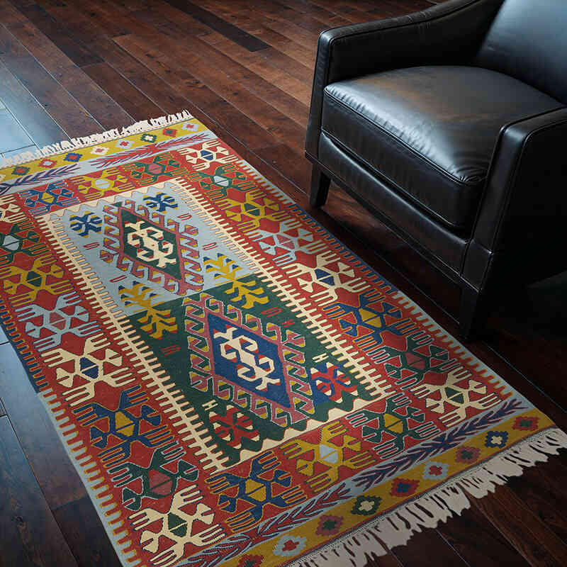 Yeni Kök Boya El Dokuma Kilim - 115 cm x 180 cm - K0080120