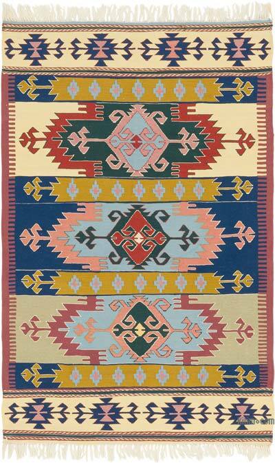 New Handwoven Turkish Kilim Rug - 3' 11" x 6'  (47" x 72")